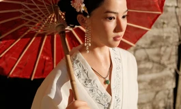 Lina in here red and white Hanfu dress - Mengfei 153