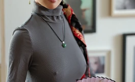 Lina in grey red and a fan - MMX Mengfei 153 seamless