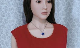 红色连衣裙女子，活泼可爱