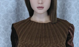 棕色拼接连衣裙女子，大家闺秀，光彩照人